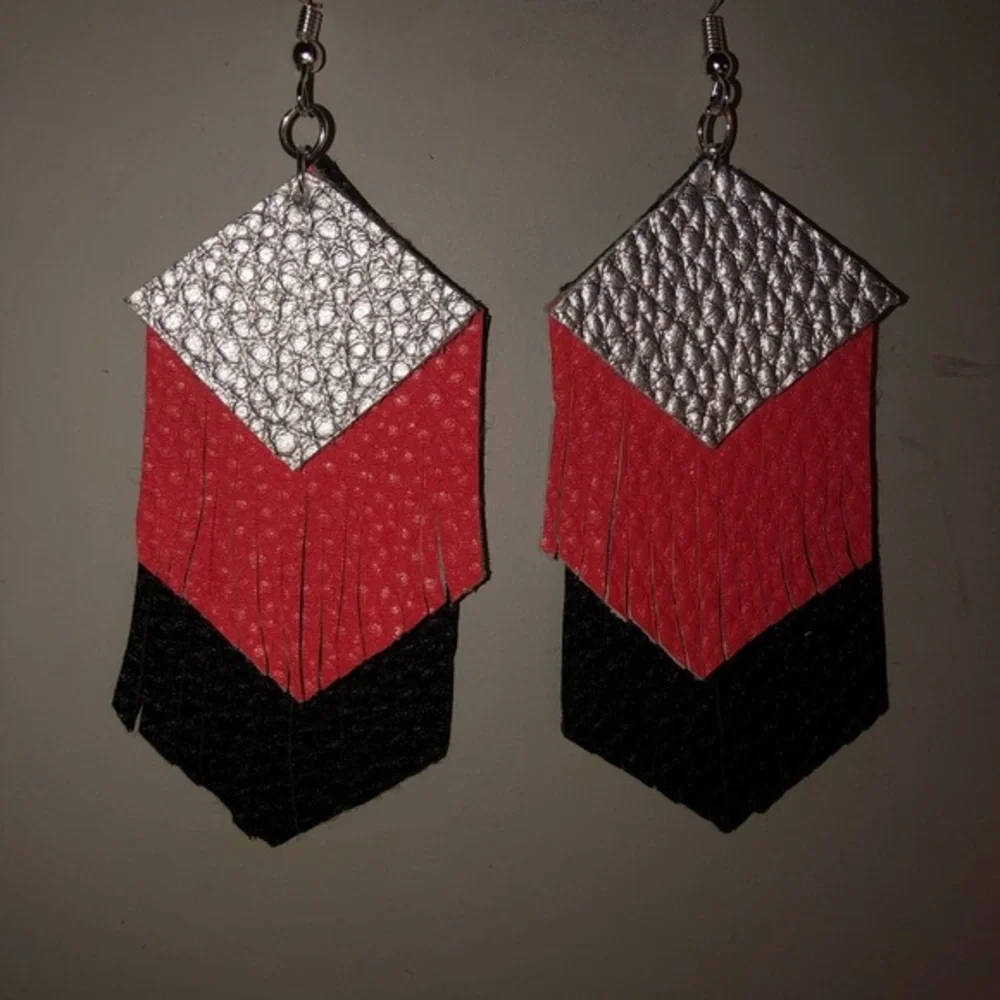 Faux Leather Earrings​ - Picture 2 of 4